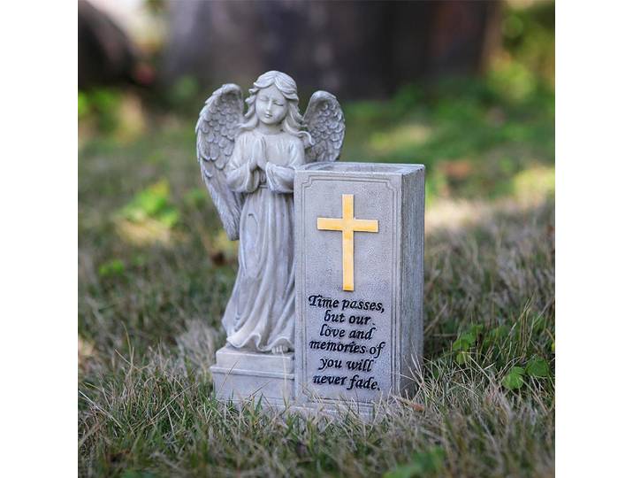 Vase funéraire croix lumineuse pour la perte de décor de cimetière aimé pour pierre tombale