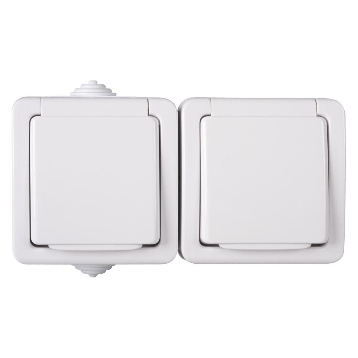 TEKNO Doppelte hermetische Steckdose mit Berührungsschutz 16A 250V weiss IP54 33497 (33497)