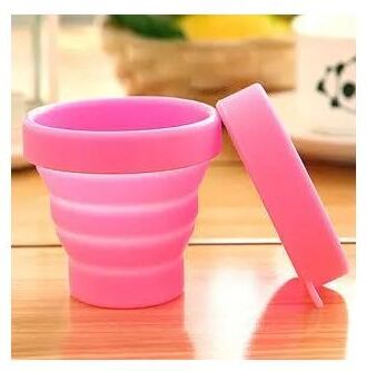 Uplifted Trends Collapsible Silicone Travel Cup With Lid Portable & Telescopic Folding Water Cup For Outdoors pink