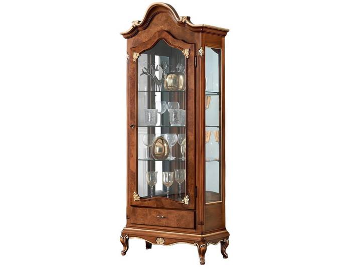 Xlmoebel Glasvitrine Echtholz-Vitrine mit Glasfront für stilvolle Wohnaccessoires (1-St., Vitrine) Hergestellt in Europa