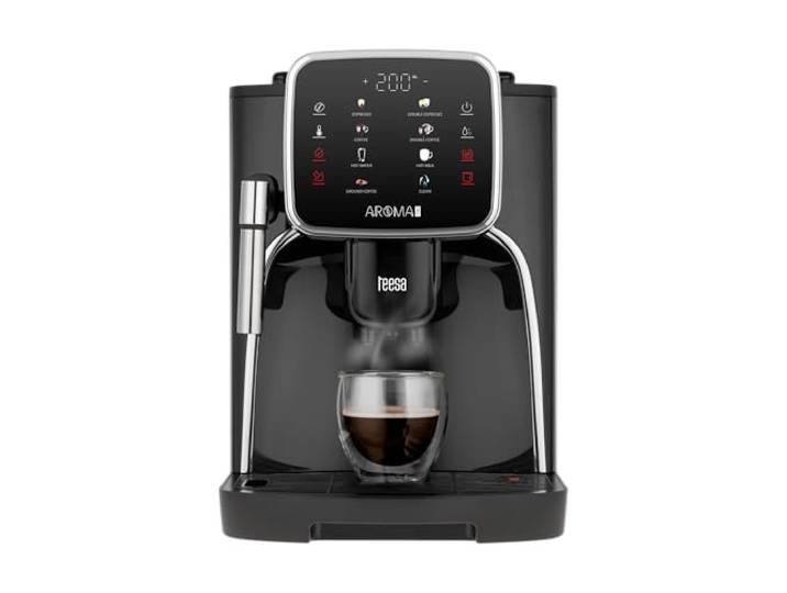 Teesa AROMA 750 Automatische Kaffeemaschine mit Mühle 19 bar Touchscreen Anzeige Milchaufschäumer Erhitzen Tassen Automatische Reinigung TSA4012