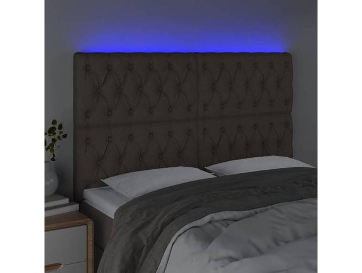 BEL ACHAT*Tête de lit à LED - Colorée - ABBOI - Entretien facile Taupe 160x7x118/128 cm Tissu Promo176485