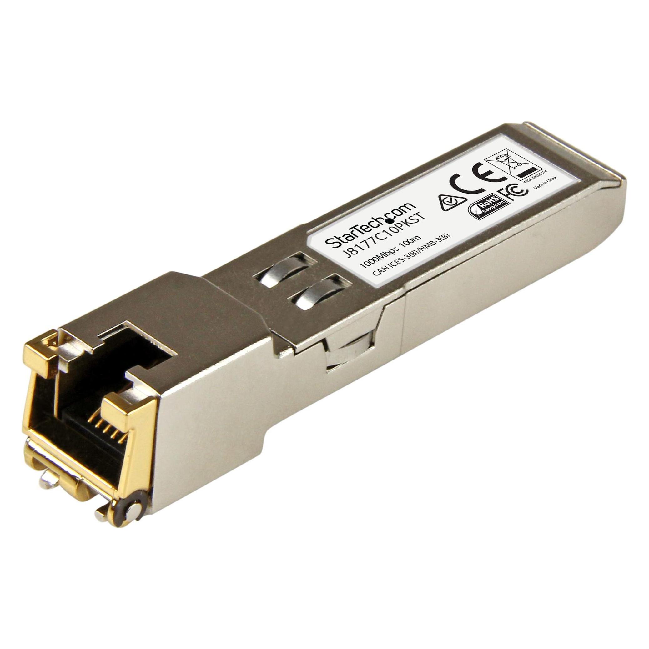 StarTech Gigabit RJ45 Kupfer SFP Transceiver Modul - HP J8177C kompatibel 1000Base-T - Mini GBIC - 10er pack (J8177C10PKST)