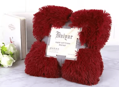 Inspire Curations Super Soft Shaggy Faux Fur Throw Blanket claret blanket 160x200cm