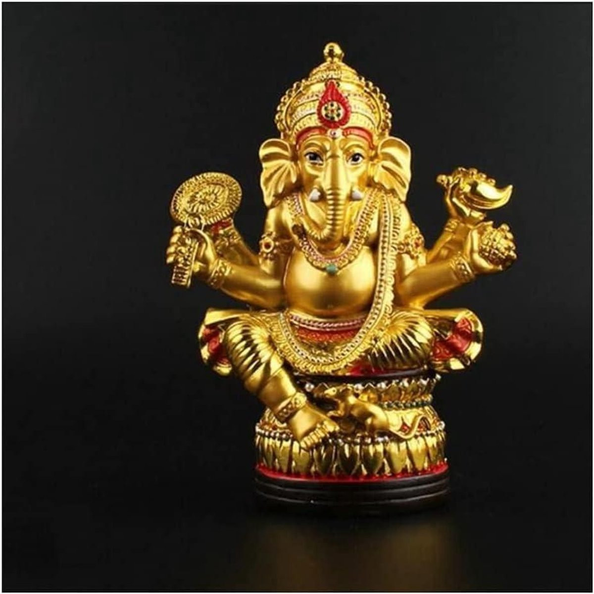 Bronskleurig Ganesha Boeddha Beeld voor Decoratie, Hoogte: 13 cm