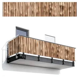 BALKON-SICHTSCHUTZ Holz - Stiel - Hellbraun Groß 500x95 cm