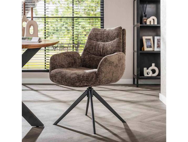 LEVEN Lifestyle Esszimmerstuhl 2er Set LUXUS Lounge Stuhl m. Armlehnen gepolstert drehbar Drehstuhl, Rücken- und Sitzfläche gepolstert