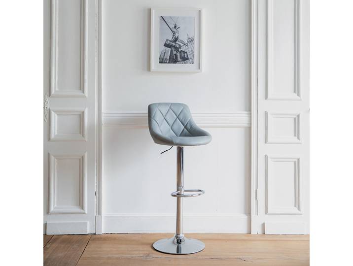 Tabouret de bar en simili cuir gris