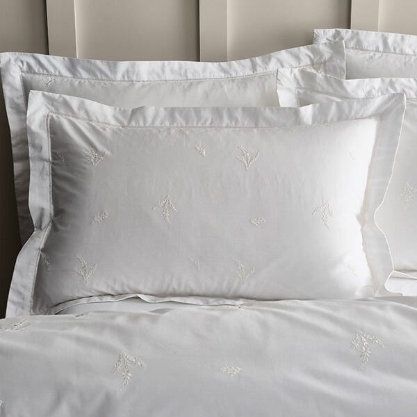 Bianca Fine Linens Bianca Lottie Embroidery Oxford Pillowcase White