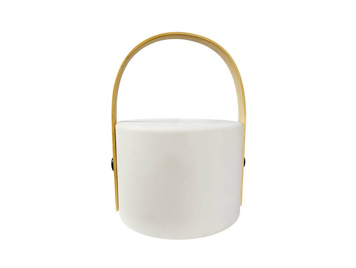 Lampe à poser Carry à cellule solaire, blanche/naturelle - Dyberg Larsen - Terrasse - Scandinave - Plastique - À ampoule unique