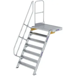 Munk, Leiter + Gerüst, Treppe mit Plattform 60° Stufenbreite 1000 mm 7 Stufen Aluminium geriffelt (Gerüst)