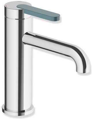Robinet de lavabo Hewi AQ477 AQ1.12M1134055 sans bonde, chromé, poignée bleu turquoise