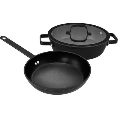 Pfannen-Set HANSEATIC "ALU PRO", schwarz, Pfannen, Profi Pfannen mit Antihaftbeschichtung, für alle Herdarten, Induktion