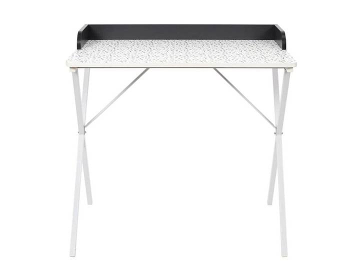 PINTO - Bureau Blanc Motifs Eclats Rebord Noir