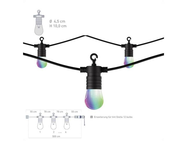 tint LED-Lichterkette Stella Extension Erweiterung Extension, dimmbar, schwarz, Kunststoff