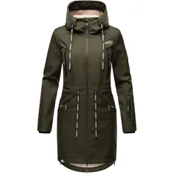 MARIKOO Damen Softshelljacke Funktionsjacke mit warmen Teddyfleece & Kapuze Racquellee