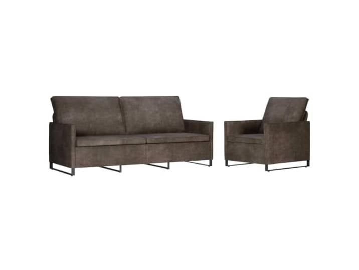 Todiikf 2-Teiliges Sofa Set Dunkelgrau Kunstwildleder Metall 4-Sitzer Bequeme 4-Sitzer Couchgarnitur fürs Wohnzimmer mit weichem Bezug aus Kunstwildleder und stabilem Metallgestell.