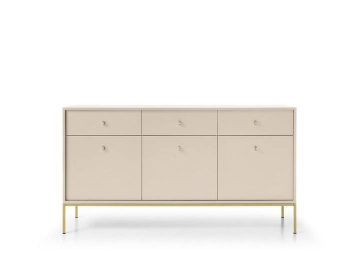 MOEBLO Kommode Melody III (Wohnzimmer, Esszimmer, Flur & Diele, Moderne Kommode Sideboard Schrank Highboard Goldene Türgriffe), (BxHxT): 154x39x83 cm