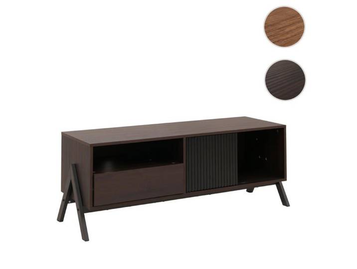 Meuble TV MCW-O40 MDF métal mélamine 49x120x40cm aspect noyer