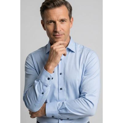 Businesshemd OLYMP "Level Five body fit Jerseyshirt", Herren, Gr. 39, N-Gr, blau (hellblau), Web, Obermaterial: 92% Baumwolle, 8% Elasthan, schmal, Hemden, in Jersey Qualität