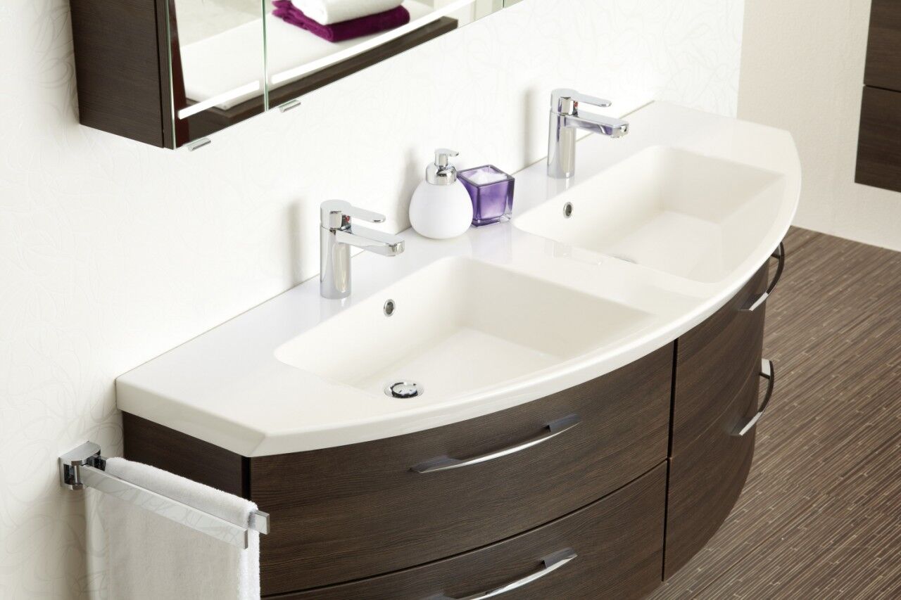 Pelipal Cassca Mineralmarmor-Doppelwaschtisch CSMMDWTR511530W, B:1530, H:50, T:555mm CSMMDWTR511530W