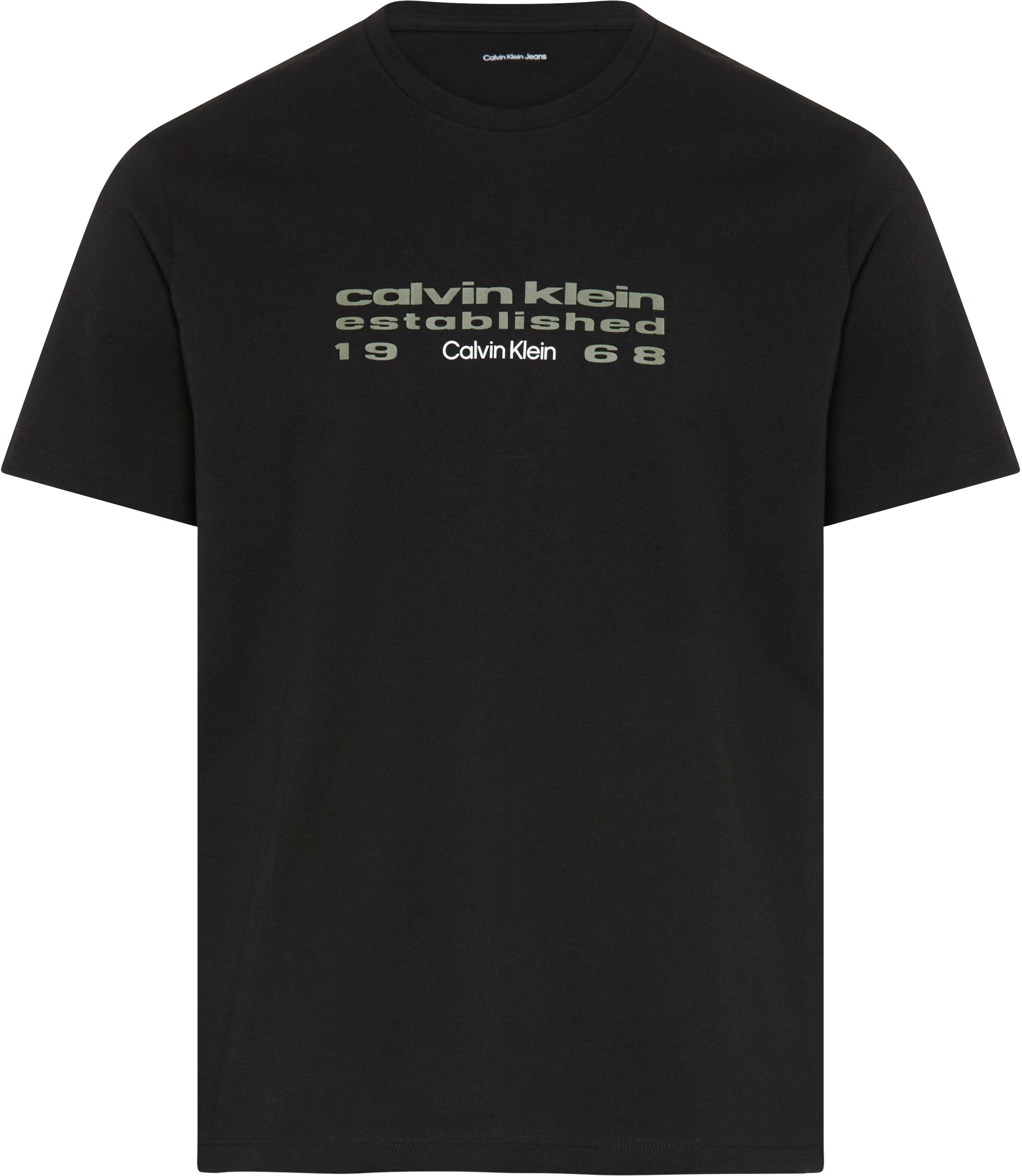 T-Shirt CALVIN KLEIN JEANS "CALVIN KLEIN FUTUR", Herren, Gr. XXL, schwarz, Web, Obermaterial: 100% Baumwolle, unifarben, regular fit normal, Rundhals, eingesetzt abgesteppte Kante, Shirts T-Shirt, Regular fit mit Rundhalsausschnitt schwarz XXL