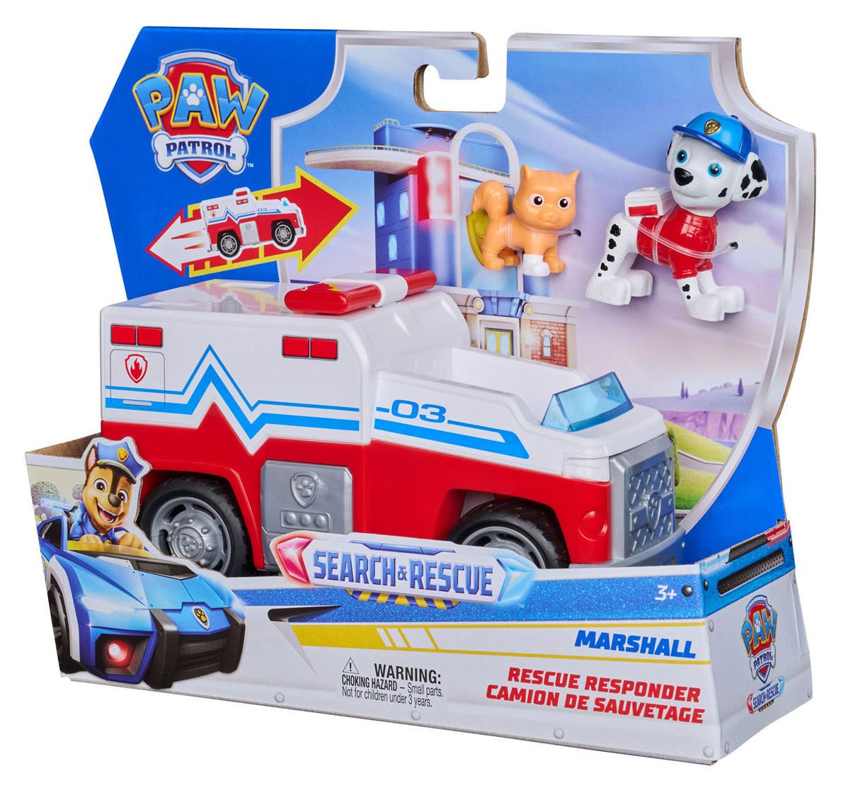 Paw Patrol Search & Rescue Marshall Brandweertruck met terugtrekfunctie