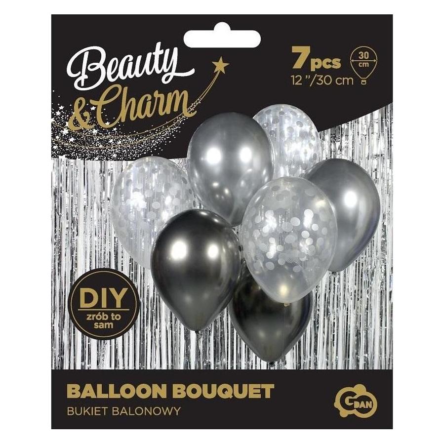 GoDan Beauty&Charm Luftballons, Silberstrauss, 30 cm, 7 Stk (7x) (41942254)