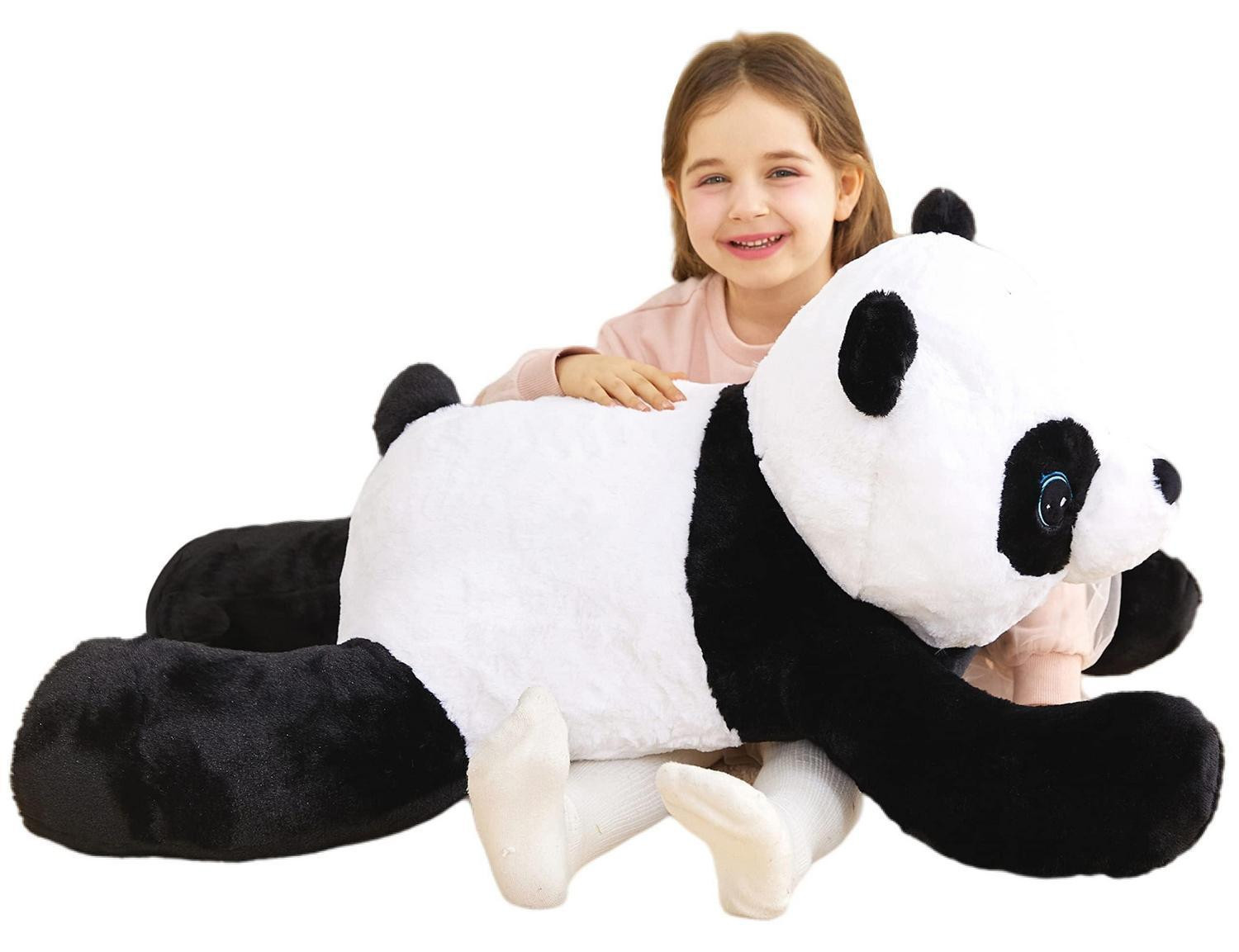 IKASA Groot knuffelbeer panda, zwart, 78 cm