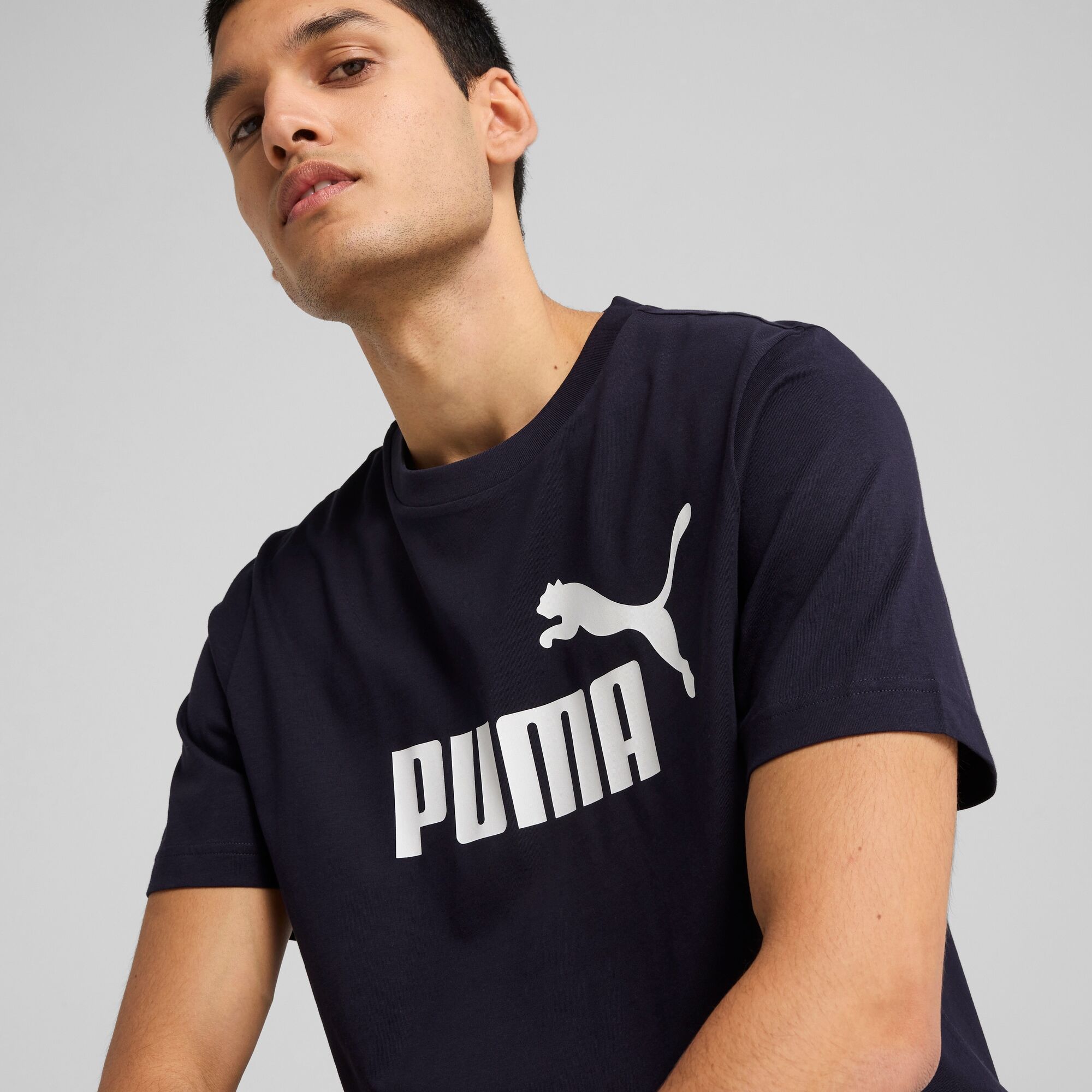 T-Shirt PUMA "ESS NO 1 LOGO TEE", Herren, Gr. XL, blau (new navy), Jersey, Obermaterial: 100% Baumwolle, unifarben, regular fit normal, Rundhals, Shirts T-Shirt, sportlicher Stil, Kurzarm, Rundhalsausschnitt new navy XL