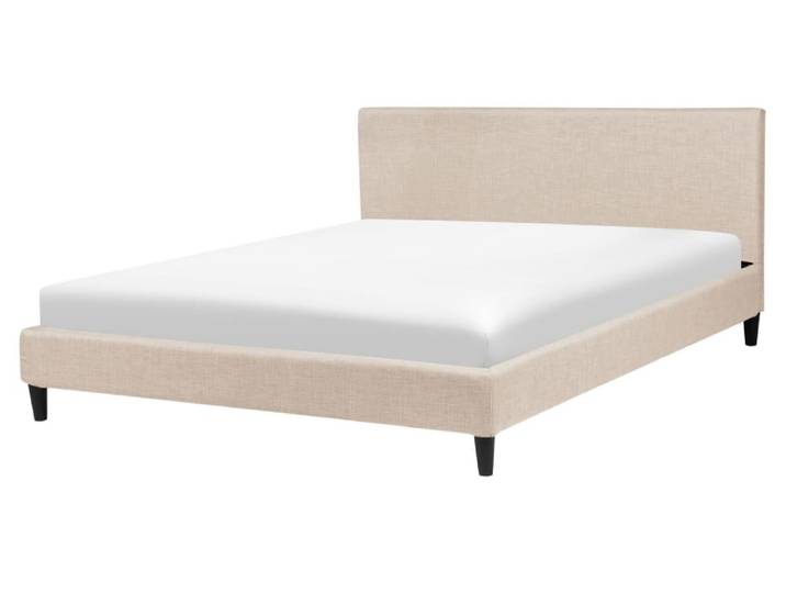 Lit double en tissu beige 160x200