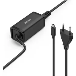 Hama Universal-USB-C-Notebook-Netzteil, GaN, Power Delivery (PD), 5-20V/45W (45 W), Notebook Netzteil, Schwarz