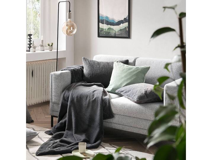 Couverture Imala 150 x 1 x 200cm Gris/Anthracite Microfibre