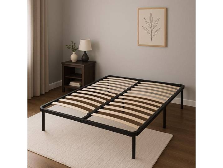 Sommier 120x200 cm - LITERIE JULIEN - Metal - Montage Rapide - 14 Lattes en Bois - Anti-rayures