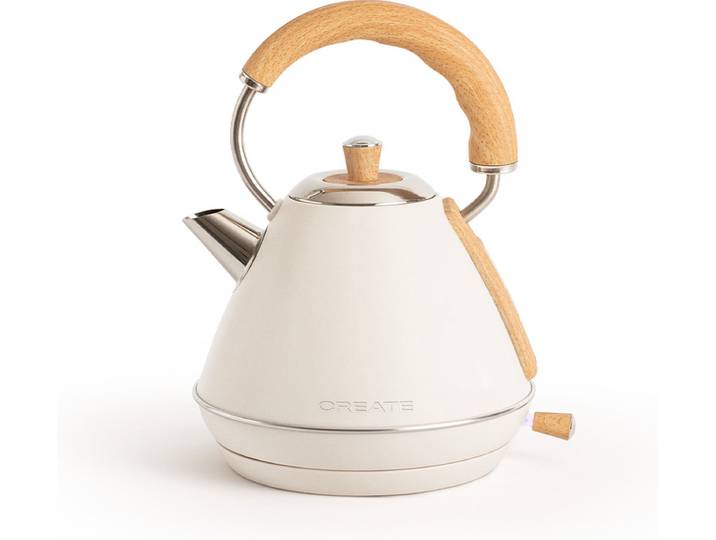CREATE - Waterkoker 1 L - 200 Watt - RVS - BPA vrij - Elektrisch - Wit - KETTLE RETRO M