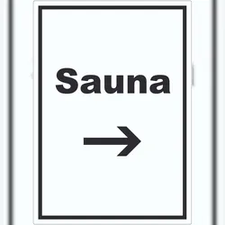 HB-Druck Sauna Aufkleber mit Text und Richtungspfeil rechts Erholung Entspannung hochkant A4 (210x297mm)