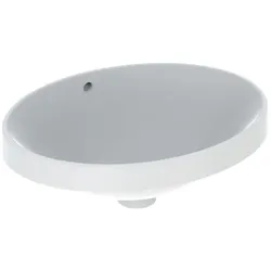 Geberit VariForm Einbauwaschtisch 500709012 50x40cm, ohne Hahnloch, mit Überlauf, oval, weiß