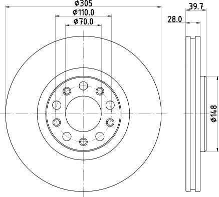 Don Bremsscheibe Pcd22852 305mm 28mm Für Fiat Jeep (Gac Fca)