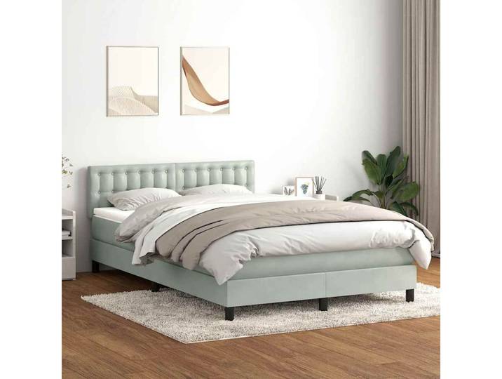 vidaXL Boxspringbett, Boxspringbett mit Matratze Hellgrau 160x210 cm Samt