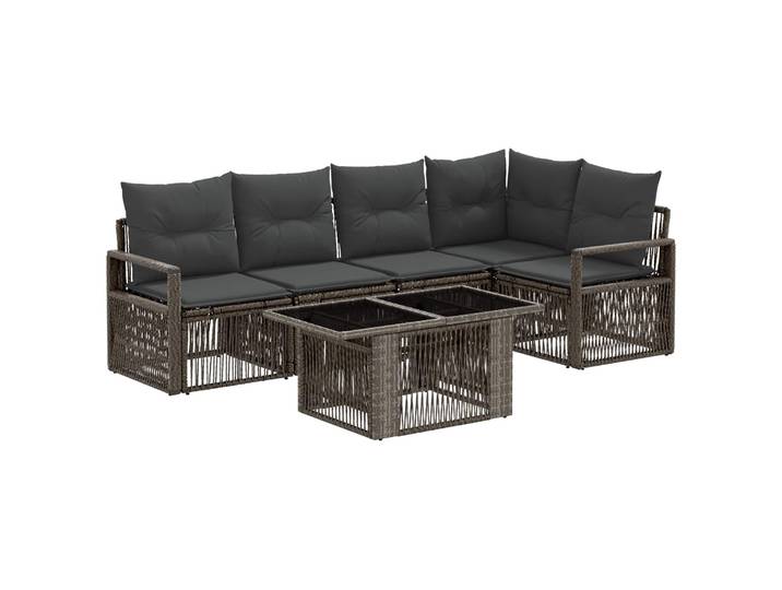Ensemble De Canapé De Jardin 6 Pc Gris Et Gris Foncé Vidaxl