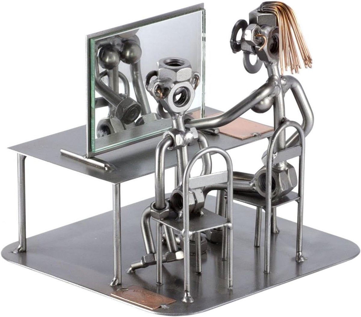 Handgemaakt uniek metalen figuur stalen mannetje voor bureau decoratie