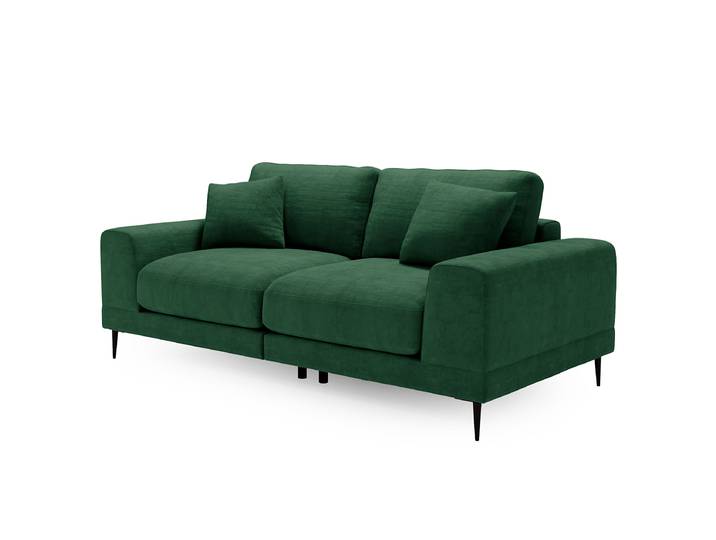 Canapé 3 places Kelson Vert/Vert sapin Velours Blonda 243 x 92 x 103cm Moderne