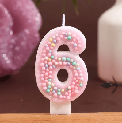 Inspire Picks Macaron Ball Number Birthday Candle Set Colorful Threaded Digital Cake Decorations 6