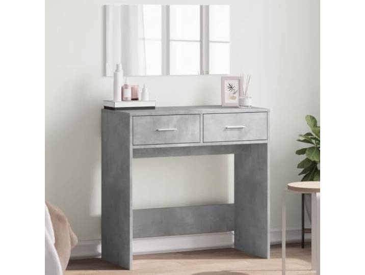 Schminktisch mit Spiegel, betongrau, 80 x 39 x 80 cm Feuchtigkeitsbeständiges Holzwerkzeug, großer Stauraum, nützlicher Spiegel, Wandbefestigung im Lieferumfang enthalten