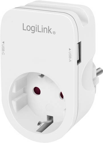 LogiLink PA0259 Anschlussdose mit USB-Ladeausgang, erhöhter Berührungsschutz, Überspannungsschutz IP20