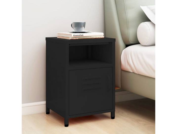 furnicato Nachttisch 35 x 35 x 51 cm Schwarz (1-St), Stauraum-Nachtschrank mit Nivellierern und praktischer Türablage