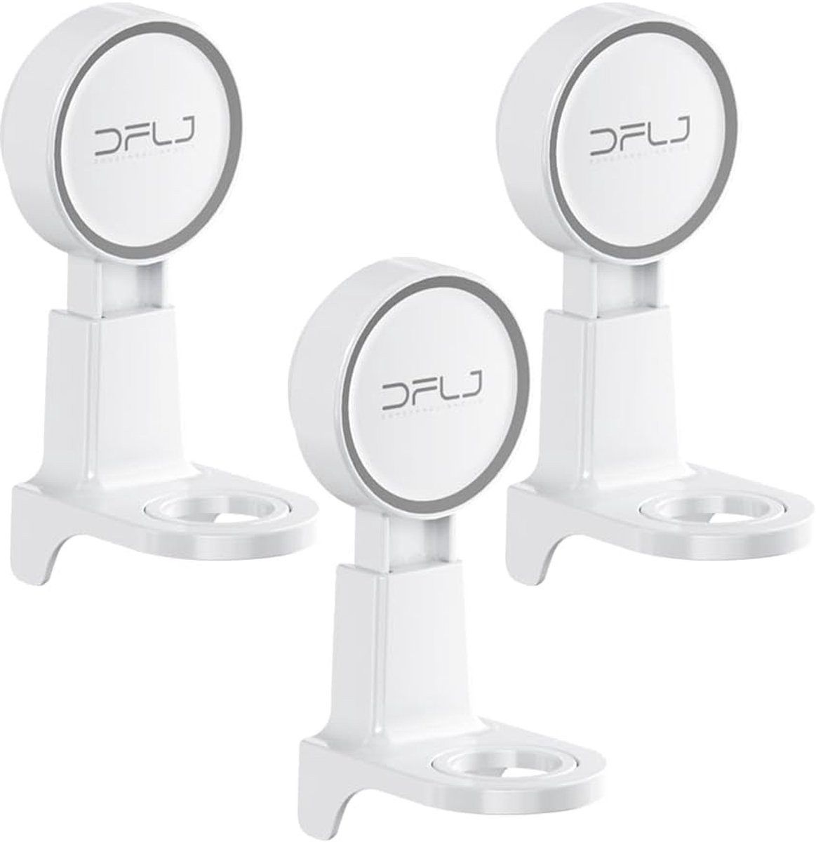 Set van 3 herbruikbare multifunctionele wandhaakjes met zuignap, wit