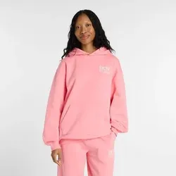 NEW BALANCE Damen Kapuzensweat Reimagined Fleece Long Length Hoodie, Größe M in Pink 61616