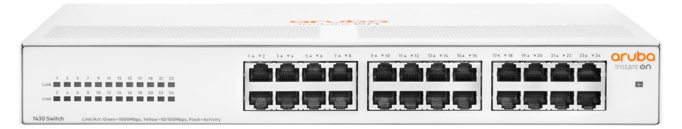 HPE Aruba Networking Networking Instant On Switch 24p Gigabit 1430, Unmanaged, L2, Gigabit Ethernet (10/100/1000), Vollduplex, Rack-Einbau, 1U