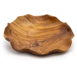 Smooth Round Teakwood Fruit Bowl - 28x5.5cm